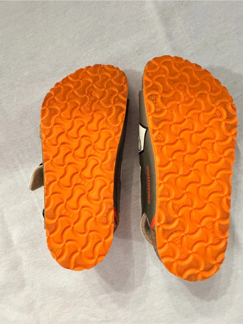 Mikey BirkenstockKids Cartoon-Print Sandal in Black, Orange and White